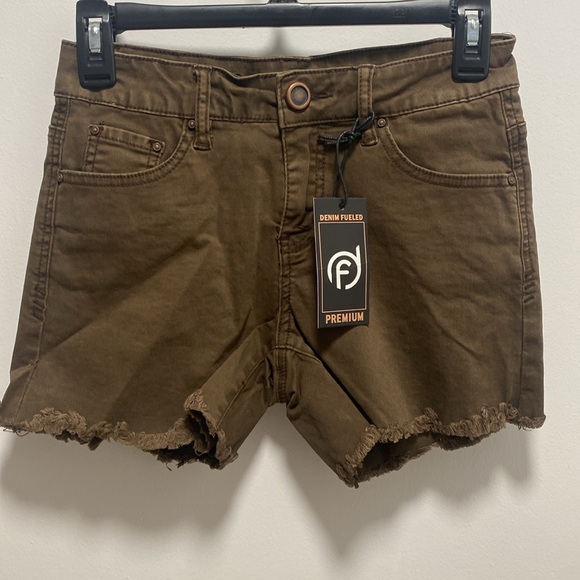Denim Fueled Olive Green Denim Shorts - Picture 2 of 6